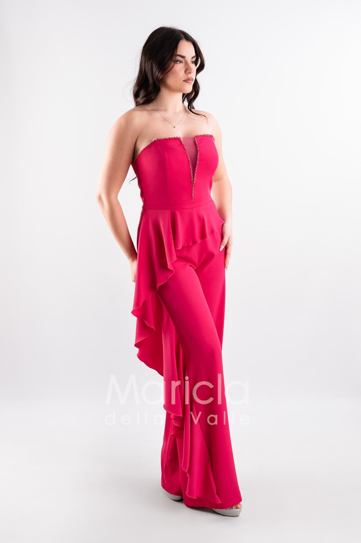 tuta con baschina PF108 FUCSIA PAOLA FORTI