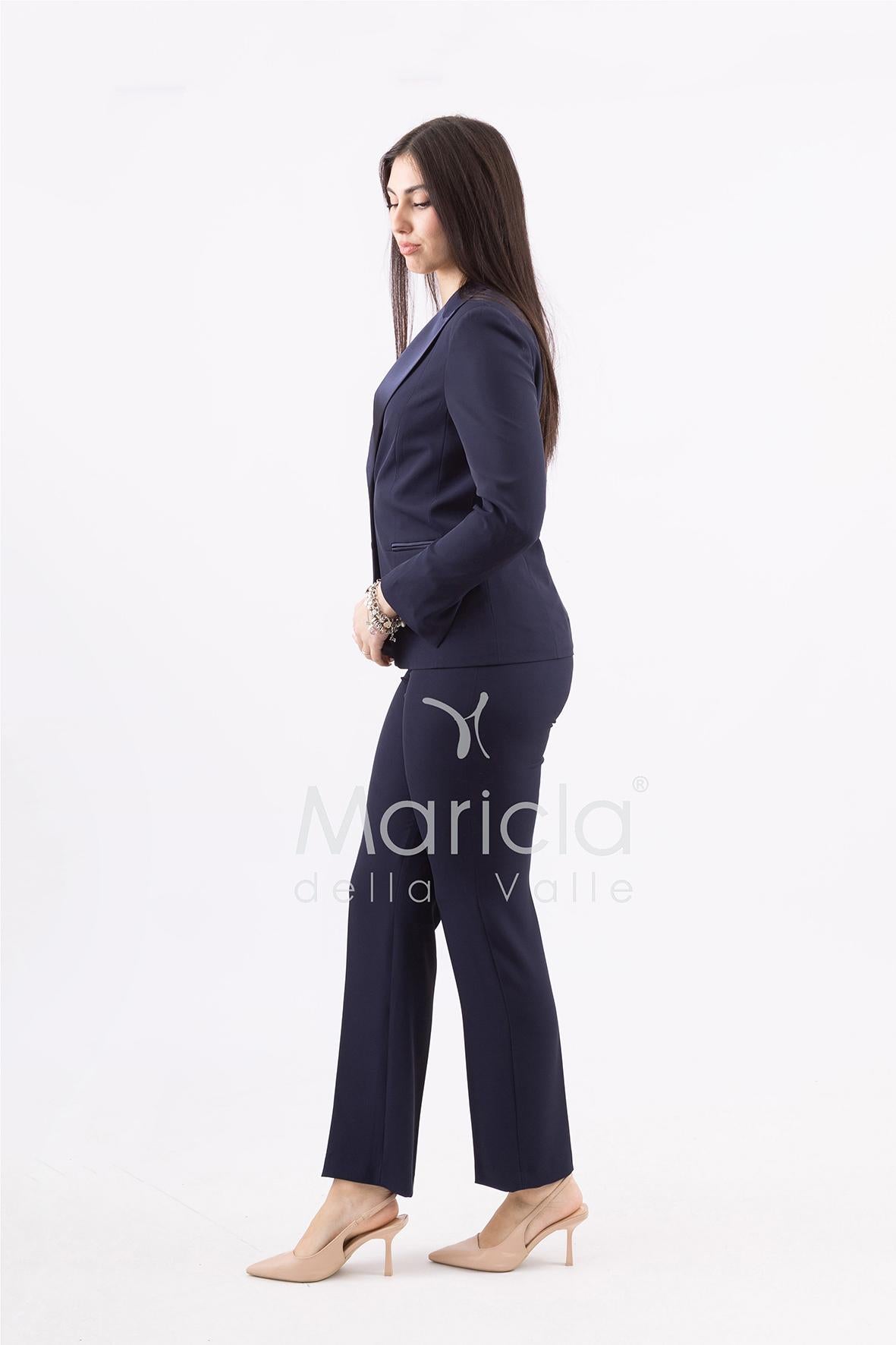 Completo tailleur collo smoking ROMI3872 BLU MARICLA