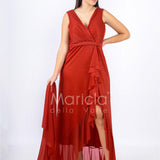 abito con rouche JC34896 ROSSO MARICLA ELEGANCE