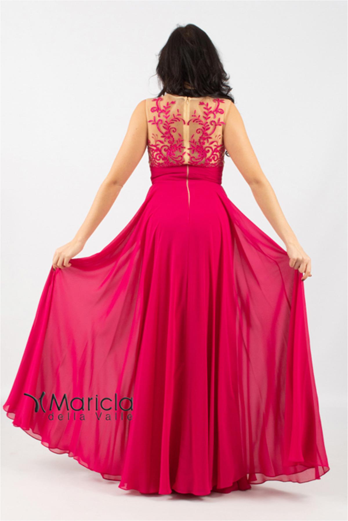 Abito lungo con ricamo ANT1007N FUXIA ANTILLE ELEGANCE