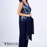 tailleur con ricamo PF3120/22 BLU PAOLA FORTI