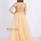 Abito lungo strass e coda in toulle<BR/> FP888062 ORO MARICLA ELEGANCE