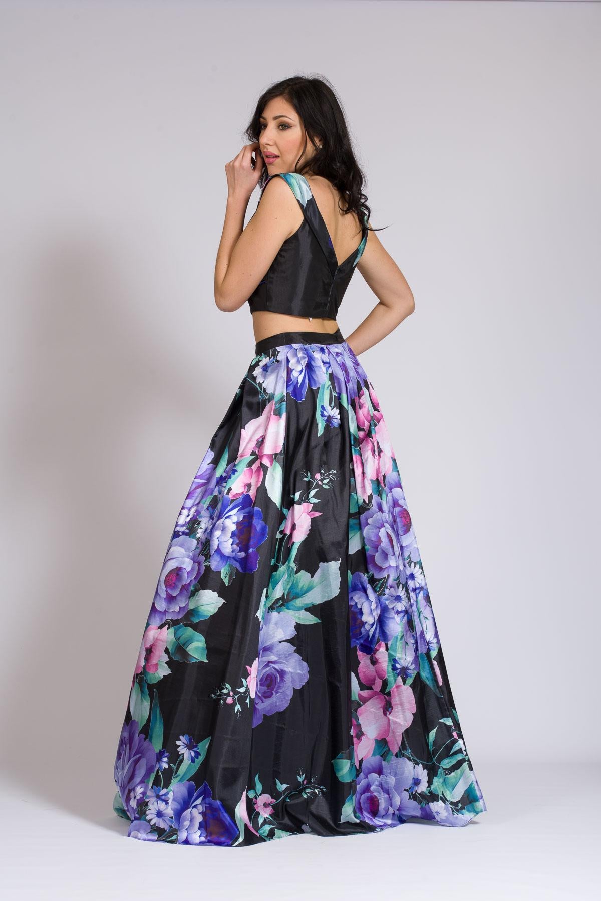 Gonnellone floreale con corpetto JC33656 NERO MARICLA ELEGANCE