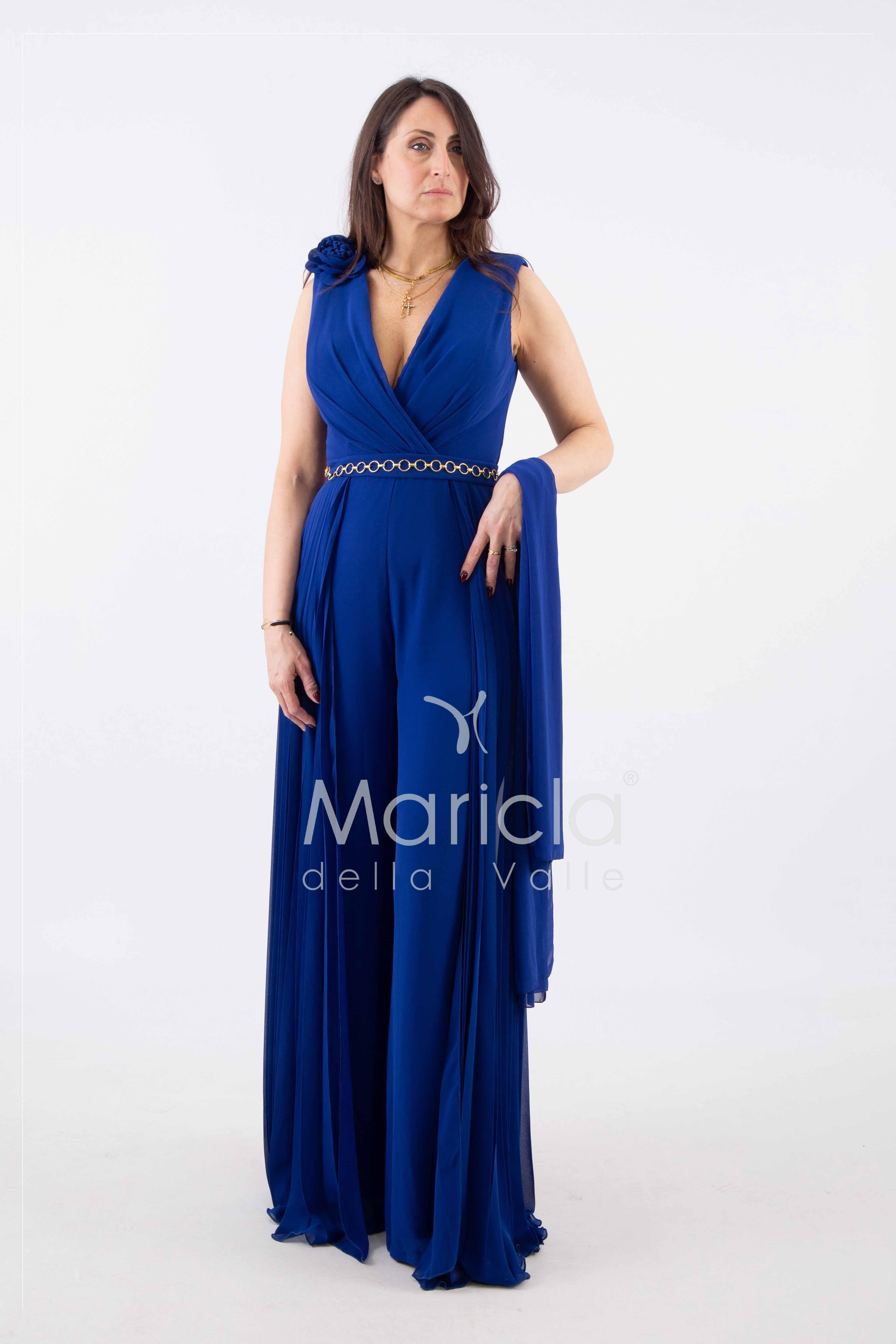 tuta con catena e plisse dietro GC3973 ROYAL GIGLI CERIMONIA