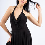 Abito lungo con scollo rouches JC34462 NERO MARICLA ELEGANCE