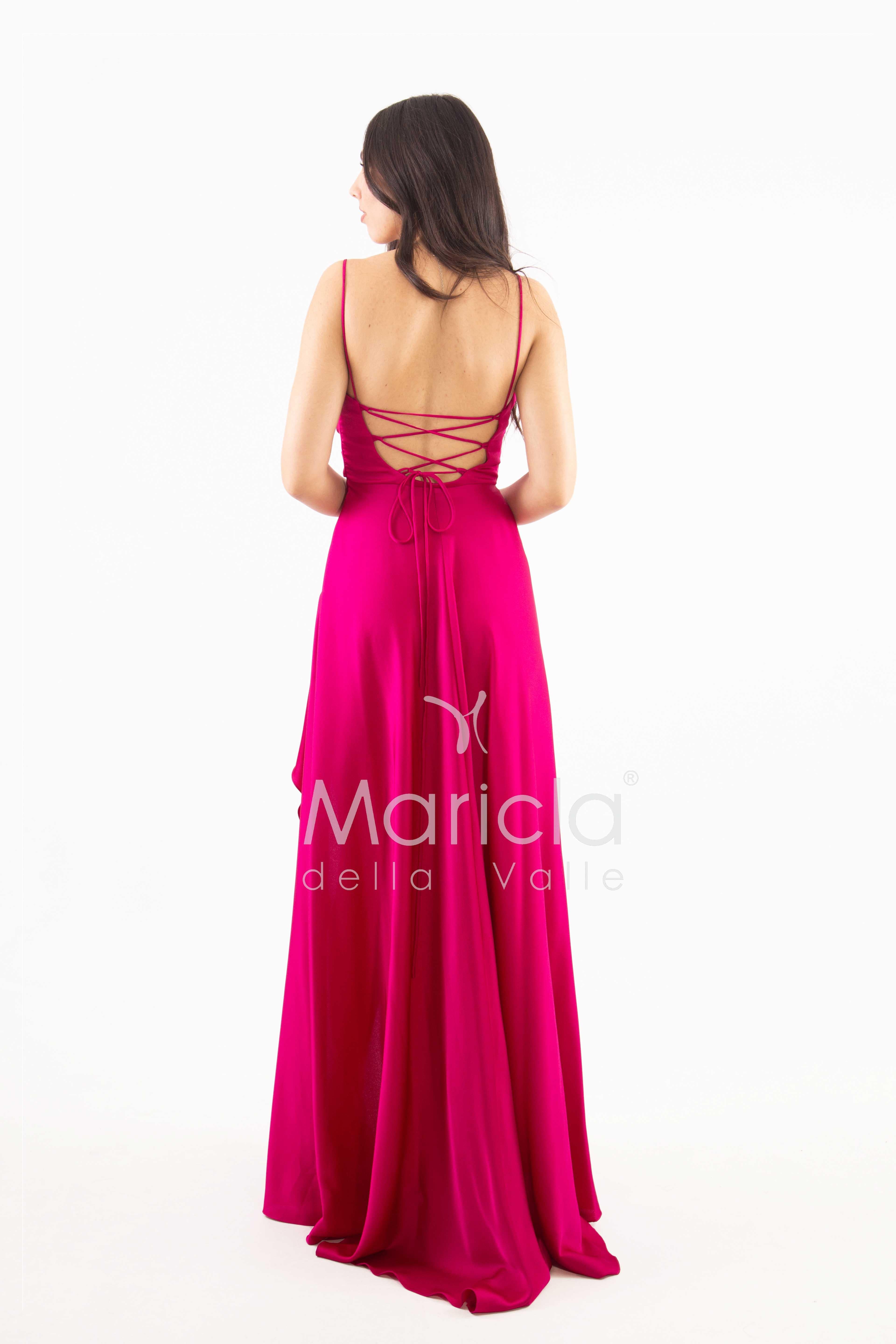 abito con spacco ANT7234 FUXIA ANTILLE ELEGANCE