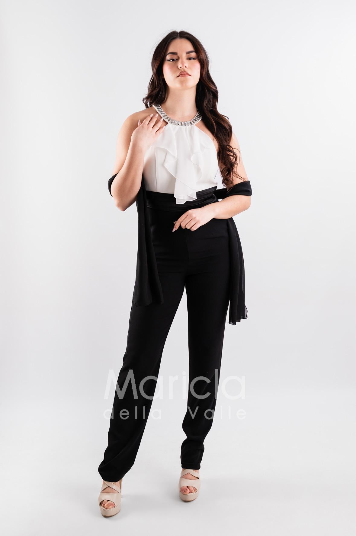 tuta pietre bicolore PF101 NERO/BIANCO PAOLA FORTI