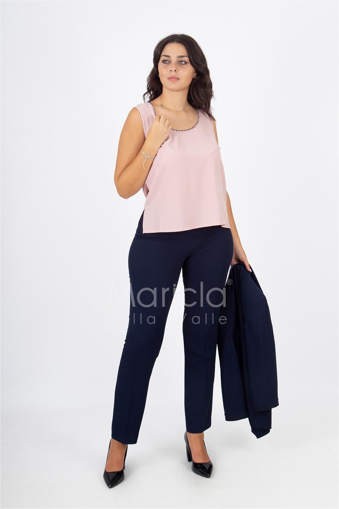 tailleur 3pz ricamo PF400TP BLU PAOLA FORTI