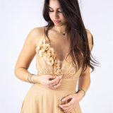 abito lungo glitterato con rose RG94PB ORO GIGLI CERIMONIA