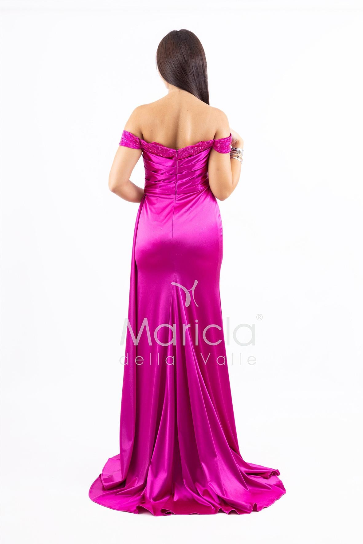 Abito lungo scollo omerale JC35274 FUCSIA MARICLA ELEGANCE