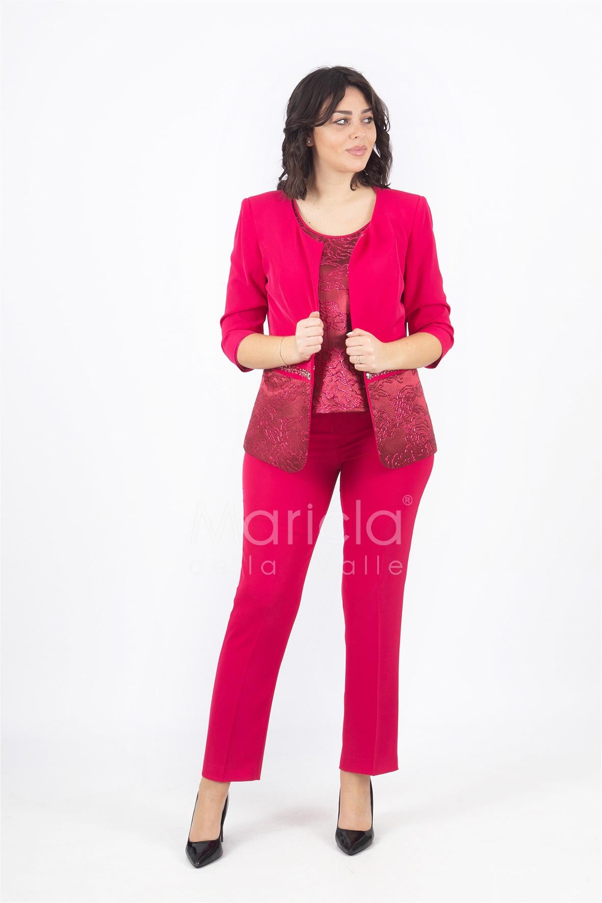 tailleur con giacca lavorata SH305 FUCSIA SHARON