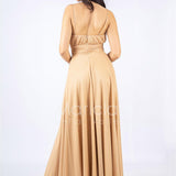 abito lungo glitterato con rose RG94PB ORO GIGLI CERIMONIA