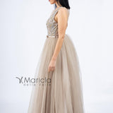 Abito ampio con ricami FP801050 CHAMPAGNE MARICLA ELEGANCE