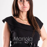 tubino unito con ricamo PF310AC NERO PAOLA FORTI