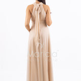 abito lungo scollo america glitter FI6646 ORO MARICLA ELEGANCE