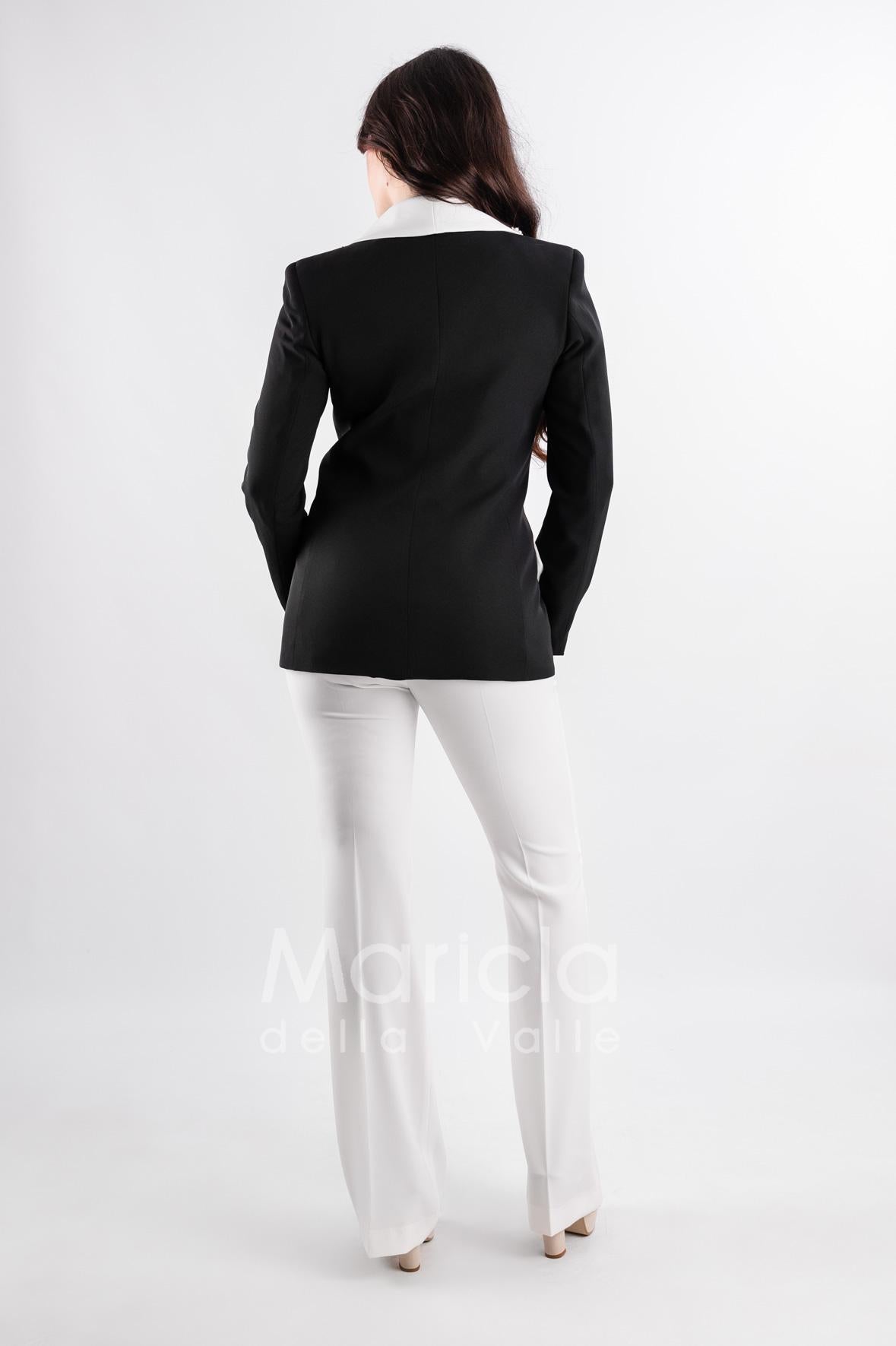 tailleur 3 pz bicolore pantalone zampa PF212TP NERO PAOLA FORTI