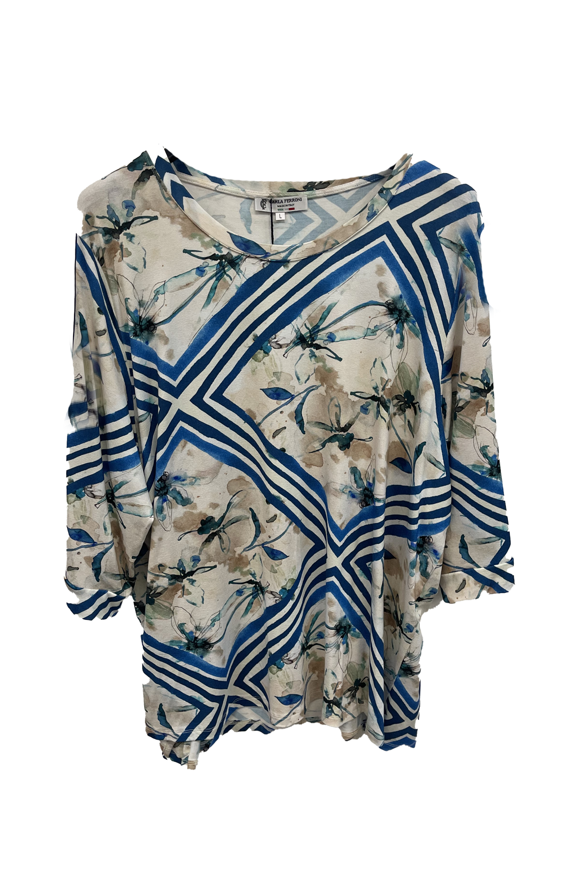 maglia over fantasia CF10562 BLU CARLA FERRONI