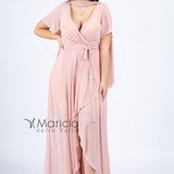 Abito lungo manica volant JC34284 ROSA MARICLA ELEGANCE