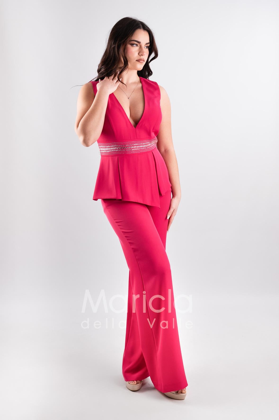tuta baschina con strass SH606 FUCSIA SHARON