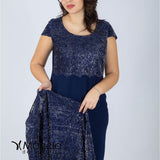 tubino con giacca floreale GU45002 BLU MARICLA ELEGANCE