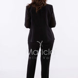 tailleur strass onda collo PF2180 NERO PAOLA FORTI