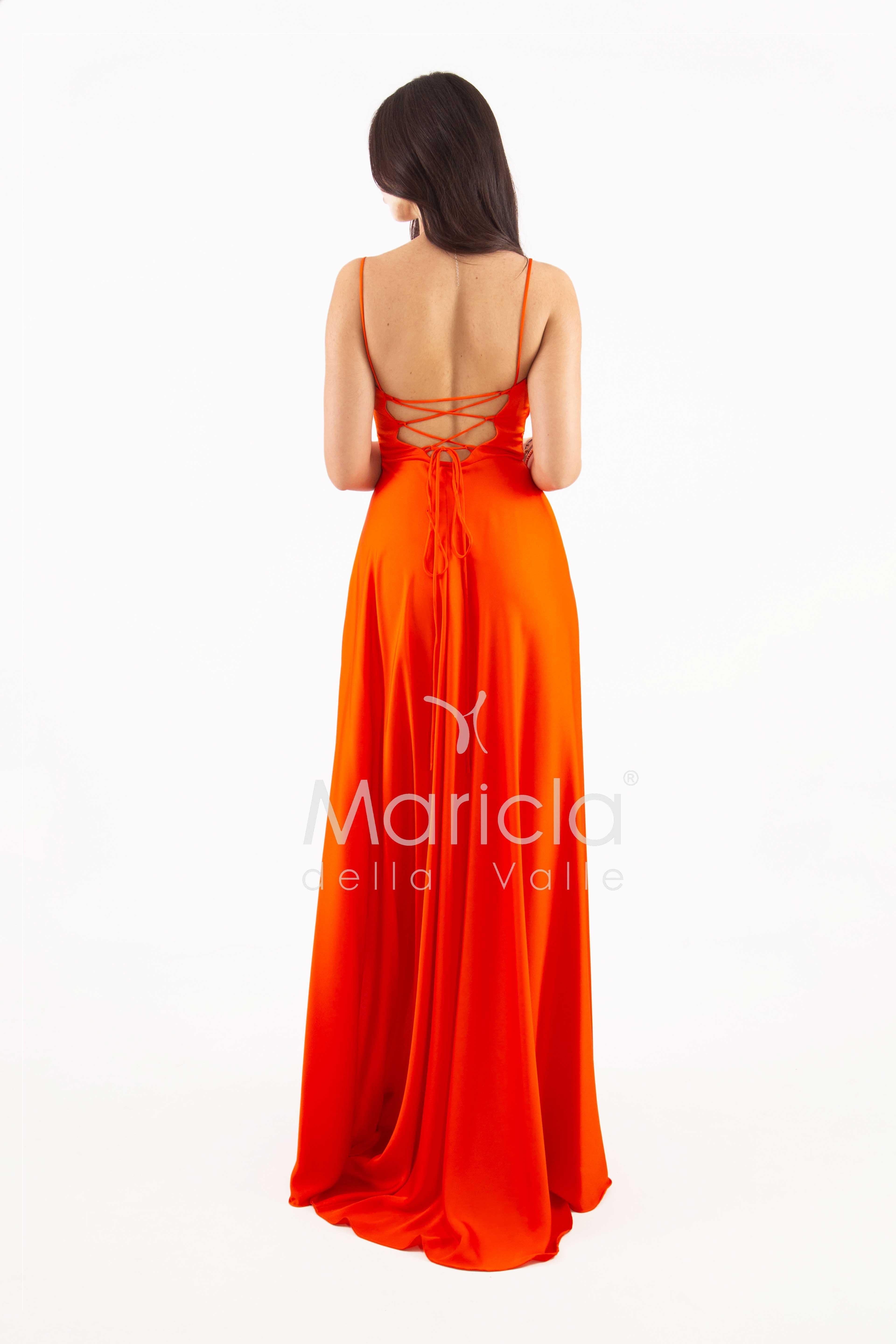 abito con spacco ANT7234 ARANCIO ANTILLE ELEGANCE