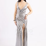 Abito a sirena in paiette FP883020 ARGENTO MARICLA ELEGANCE