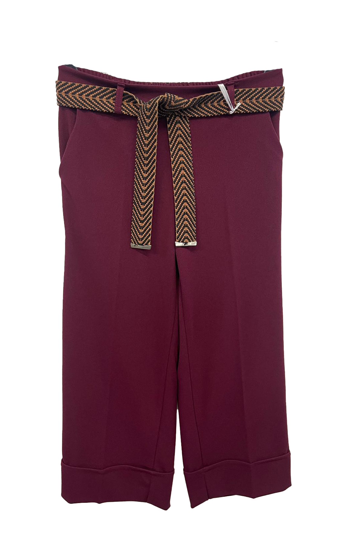 pantalone scuba crepe con cintura fantasia MS8106SC AMARONE MARICLA