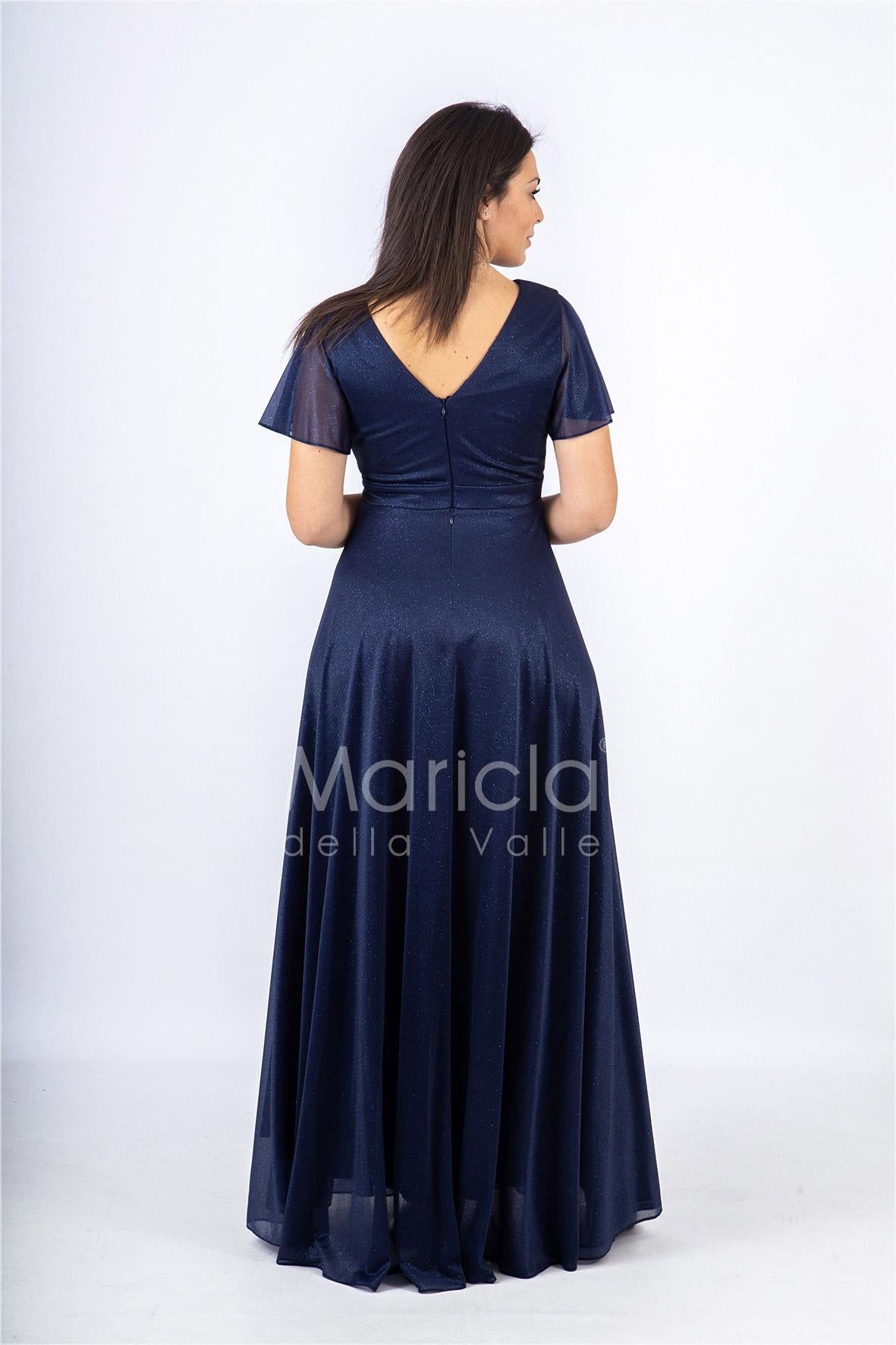 abito con fiore glitter JC34929 BLU MARICLA ELEGANCE
