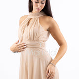 abito lungo scollo america glitter FI6646 ORO MARICLA ELEGANCE