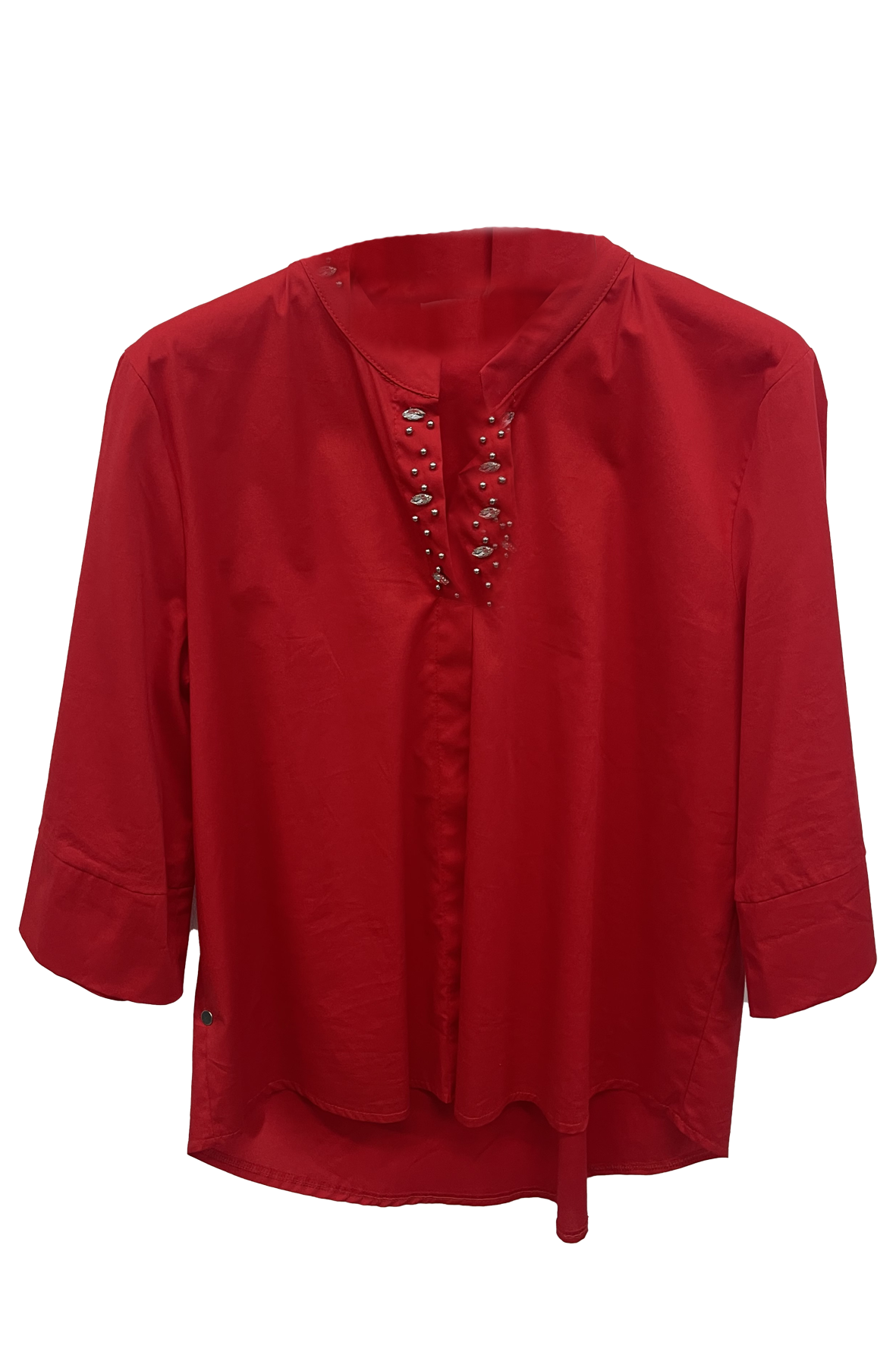 casacca cotone con strass collo RF331 ROSSO MARICLA