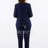 tailleur strass onda collo PF2180 BLU PAOLA FORTI