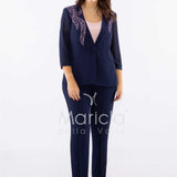 tailleur strass onda collo PF2180 BLU PAOLA FORTI