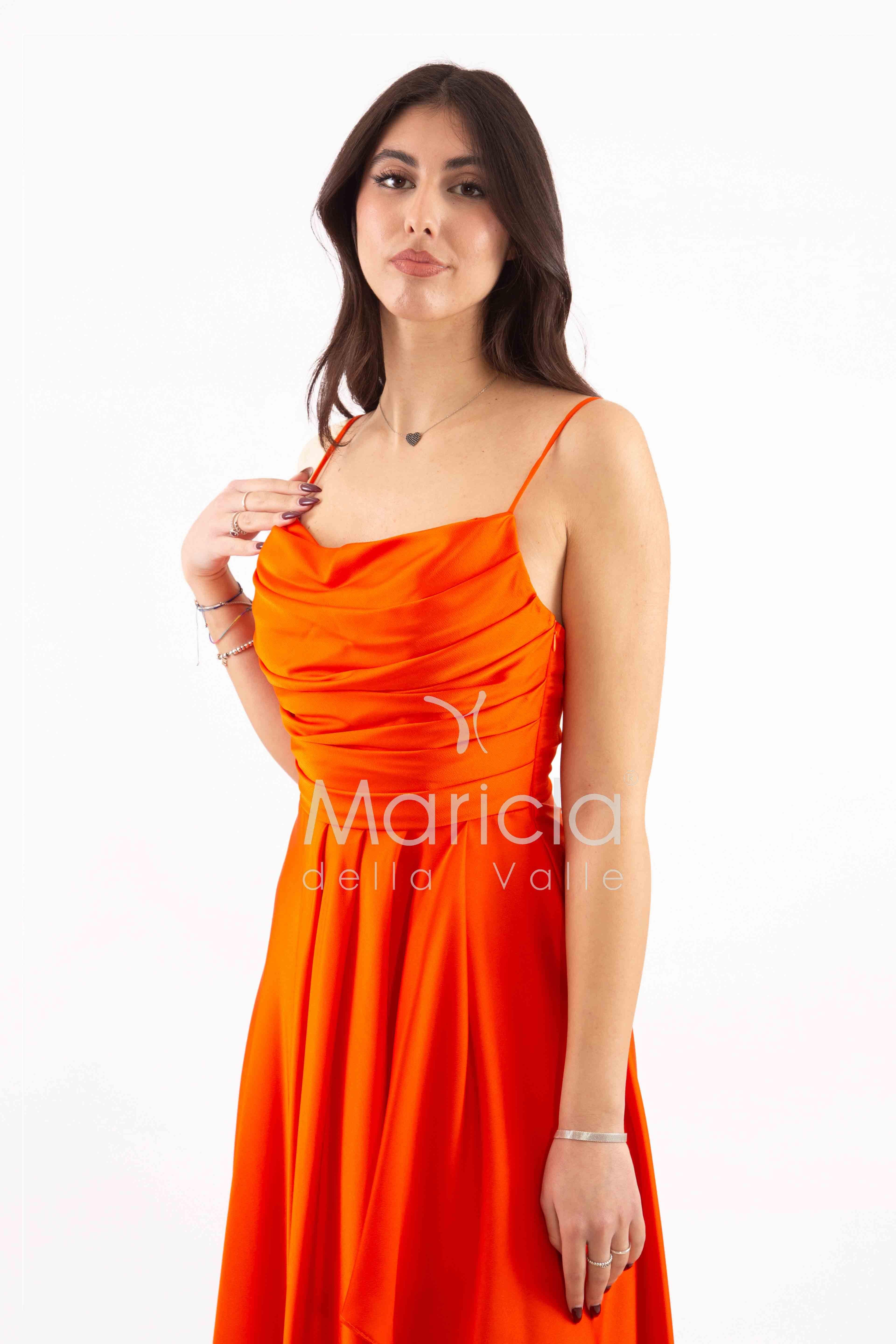 abito con spacco ANT7234 ARANCIO ANTILLE ELEGANCE