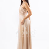 abito lungo scollo america glitter FI6646 ORO MARICLA ELEGANCE