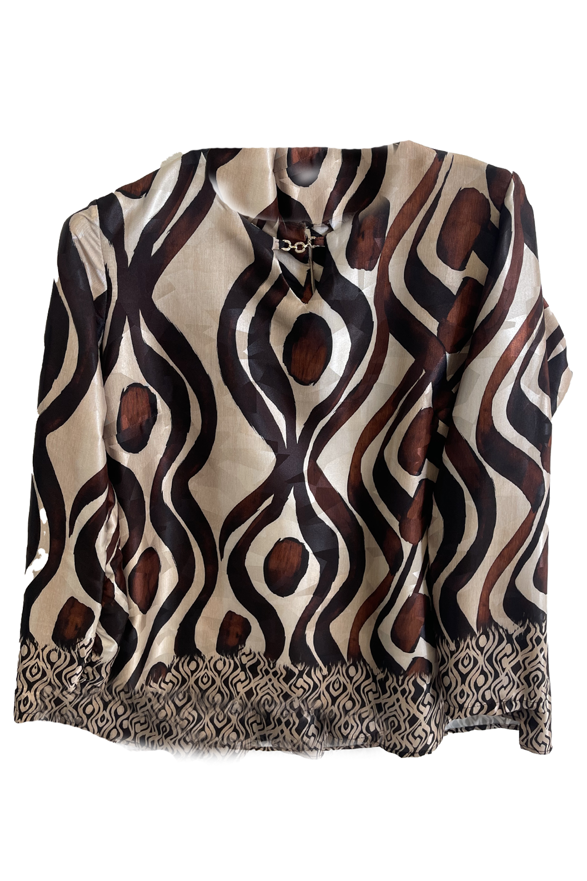 Casacca blusa fantasia astratta DB10673 MORO MARICLA