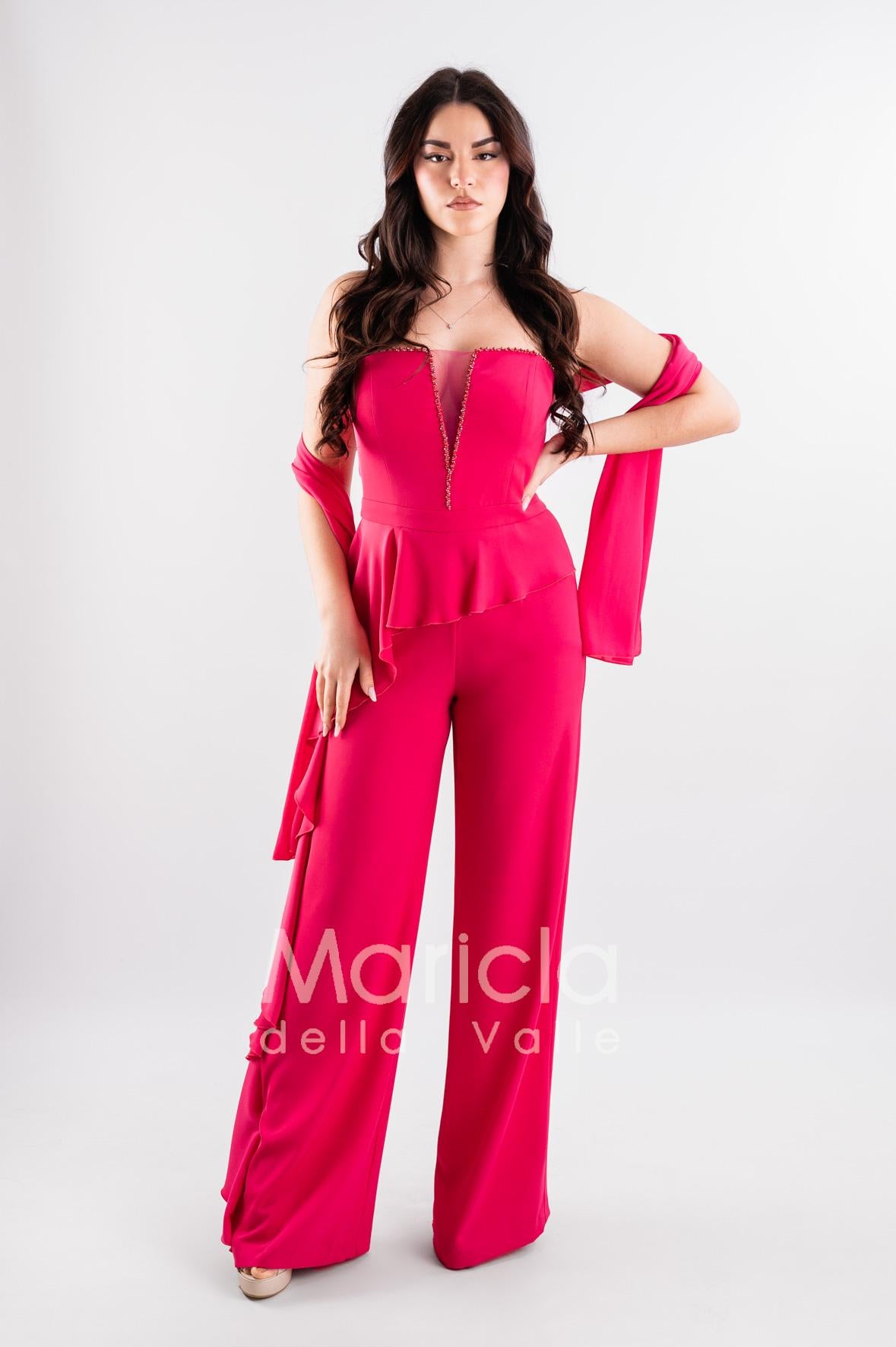 tuta con baschina PF108 FUCSIA PAOLA FORTI