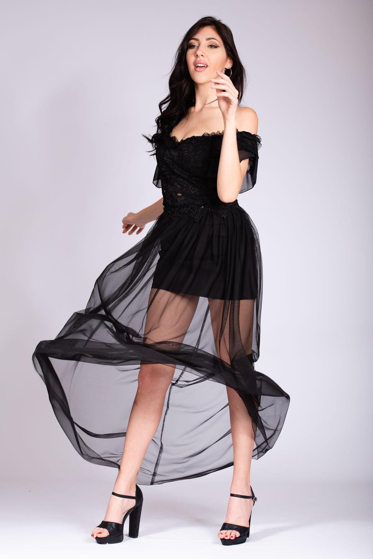 Gonnellone con pantaloncino e corpetto CRI33778 NERO MARICLA ELEGANCE