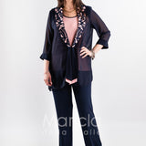 completo 3pz con giacca ricamata PF2190TP BLU PAOLA FORTI
