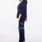 tailleur strass onda collo PF2180 BLU PAOLA FORTI