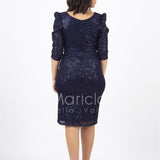 abito manica 3/4 paiette JC35026 BLU MARICLA ELEGANCE