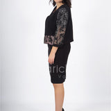 tubino con giacca ricamata PF6100 NERO PAOLA FORTI