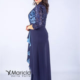 man.3/4 ricamo PF112 BLU PAOLA FORTI