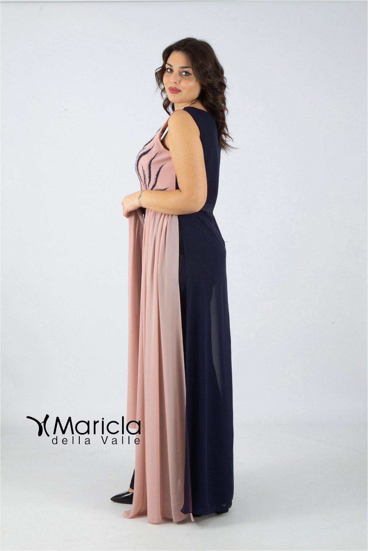 bicolore con ricamo PF100/22 BLU PAOLA FORTI