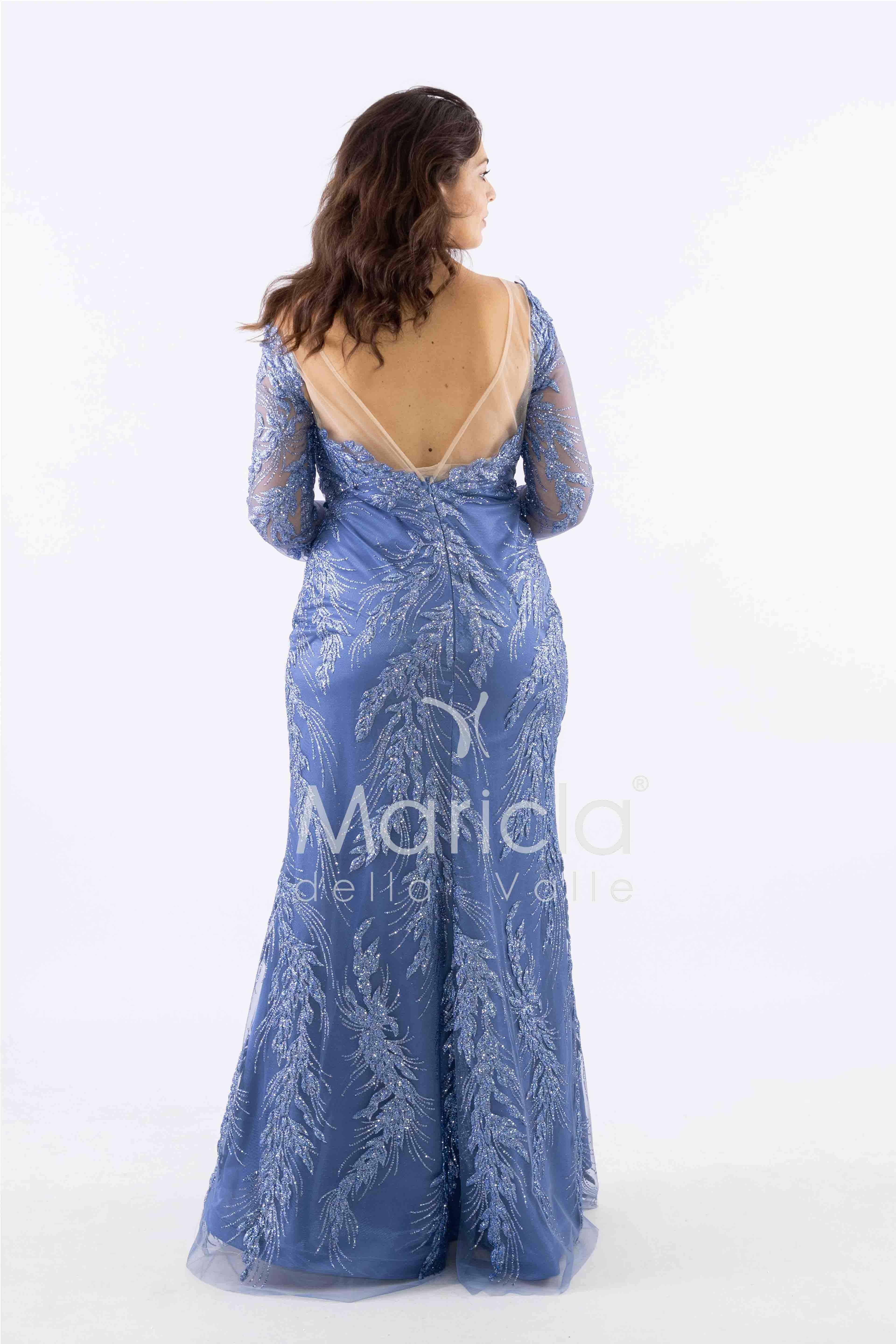 abito manica lunga ricamato FI7485 INDACO MARICLA ELEGANCE