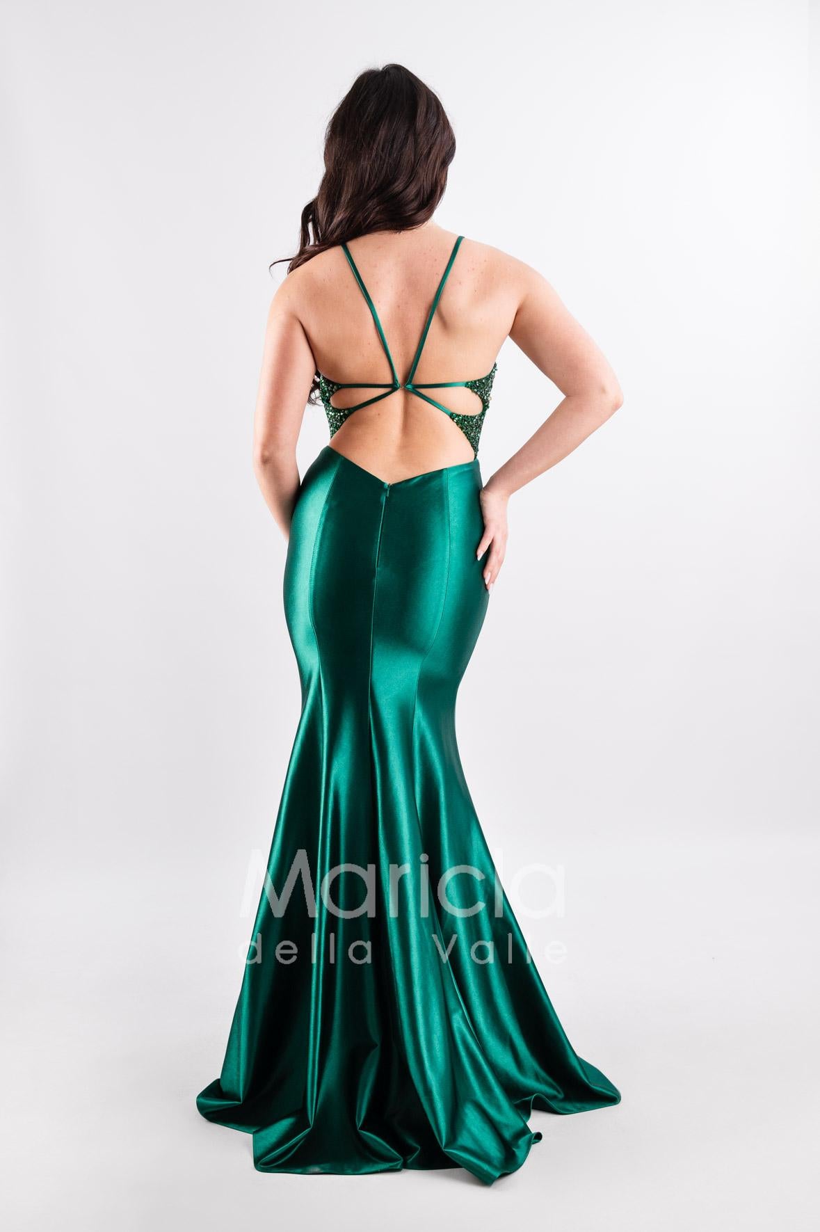 abito lungo bustino pietre JC28915 VERDE MARICLA ELEGANCE