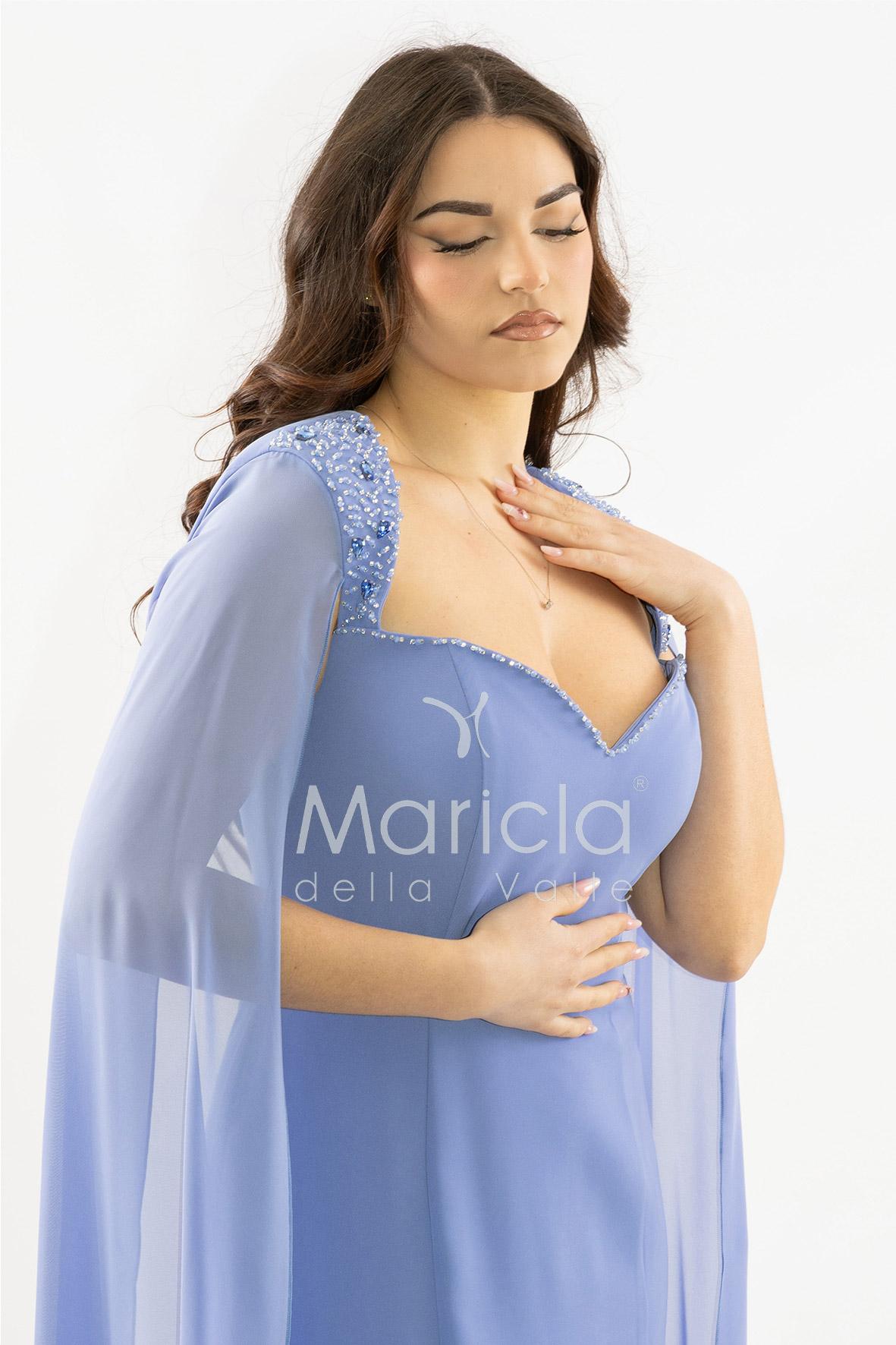 abito lungo scollato con spalline strass SH819AL PERVINCA SHARON