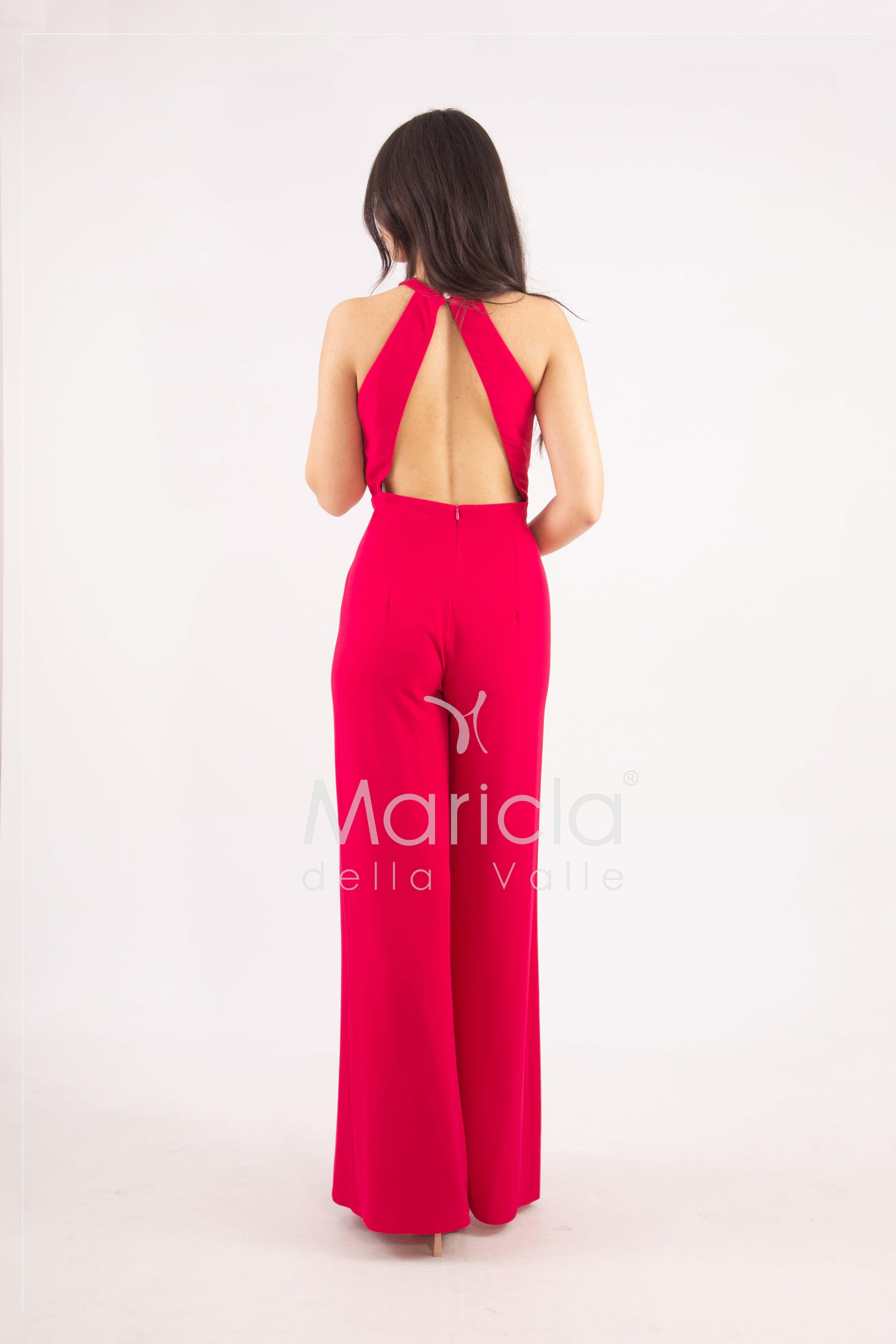 tuta con cinturino strass SH610 MAGENTA SHARON