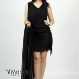 Abito con balza macramè CC27585 NERO COUTURE