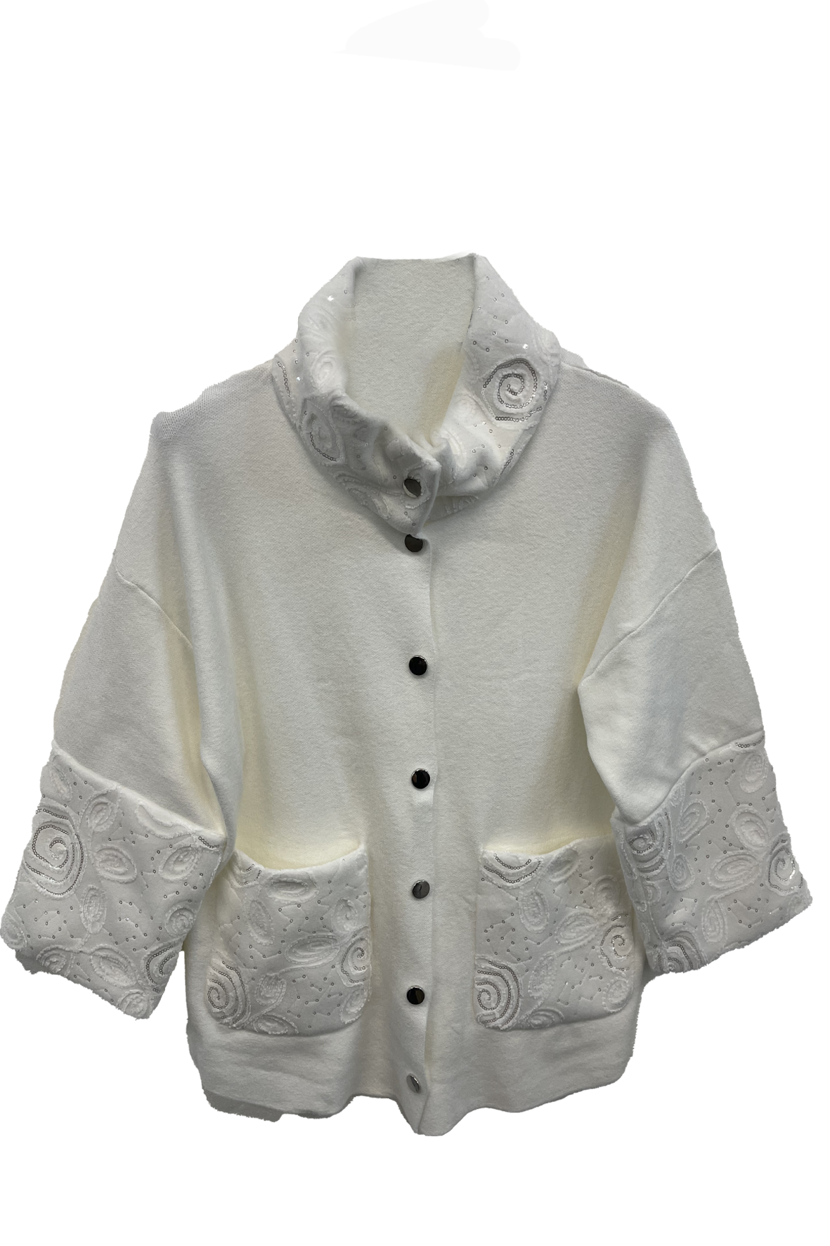 Giacchino con polsi e collo ricamato A26IMP01335 PANNA MARICLA
